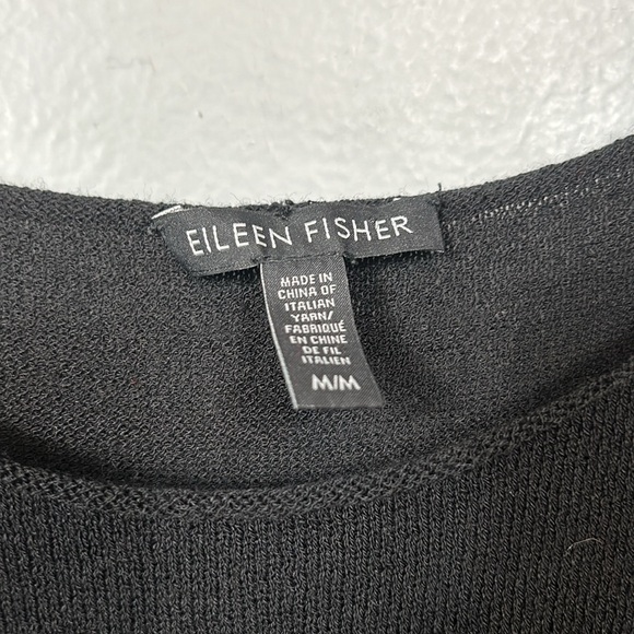Eileen Fisher Black Italian Wool Yarn Sleeveless Midi Crew Neck Dress size M - Picture 8 of 15